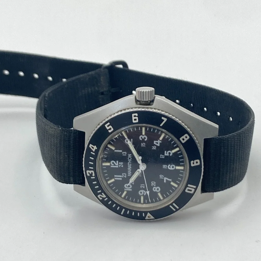 Marathon Gallet & Co Men's Watch Military 41mm Silver Tone 211 New Battery 1990
